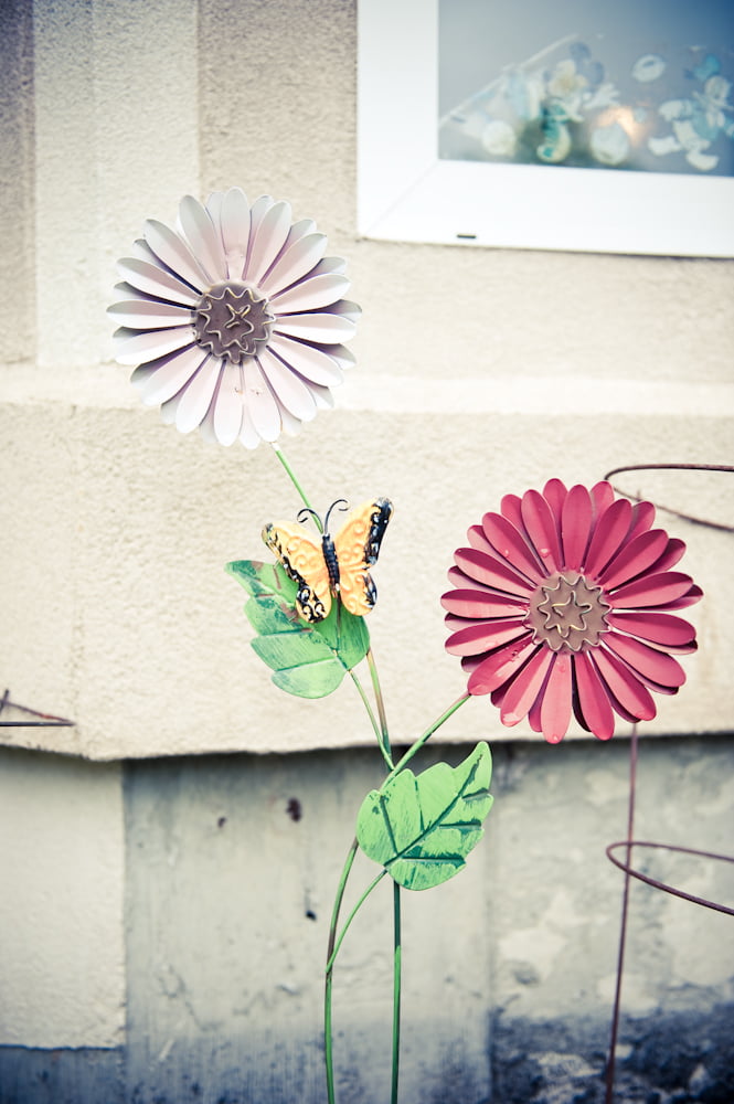 Garden flower decorations outside