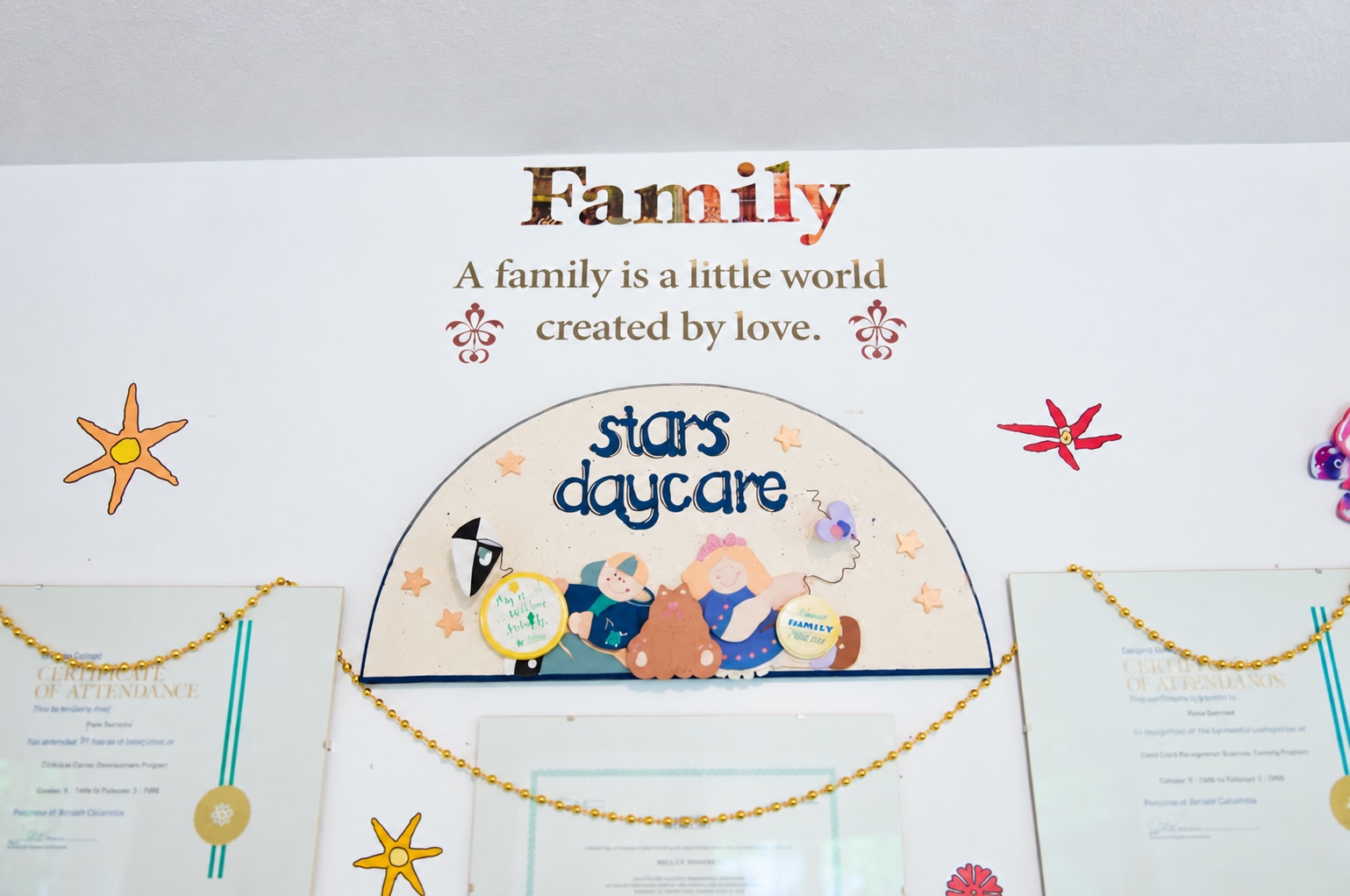 The Family wall plaque and licensing certificates